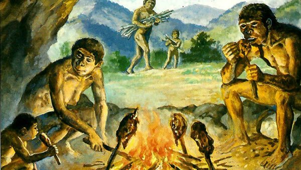 Человек прямоходящий у костра