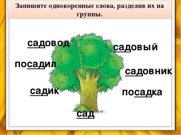 Дерево с однокоренными словами сад