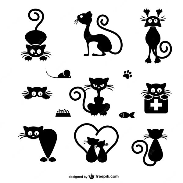 Силуэты котов и кошек