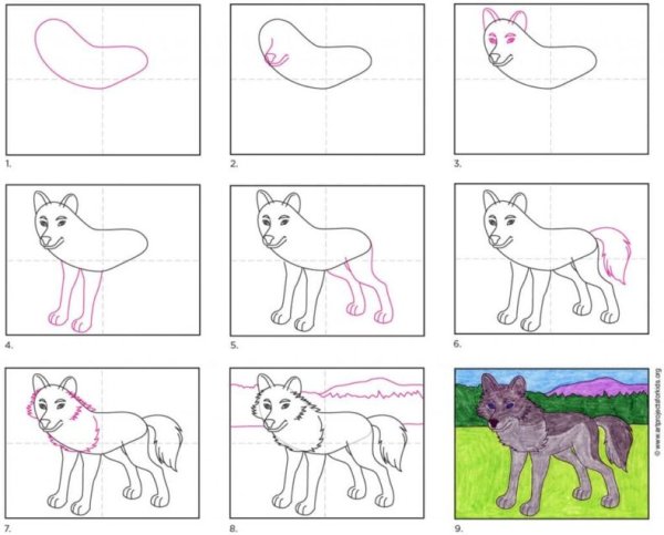 Каштанка рисунок поэтапно