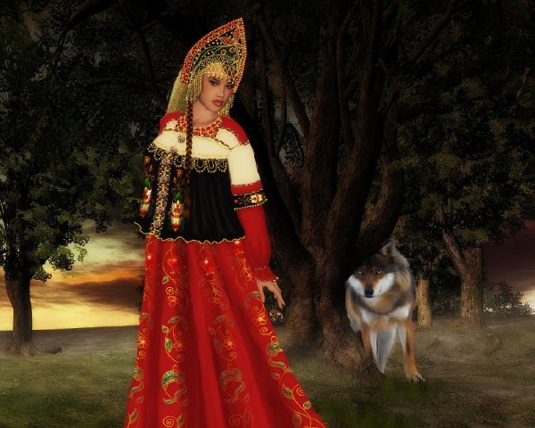 Девица красавица в русском народном костюме