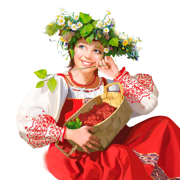 Девица красавица на белом фоне