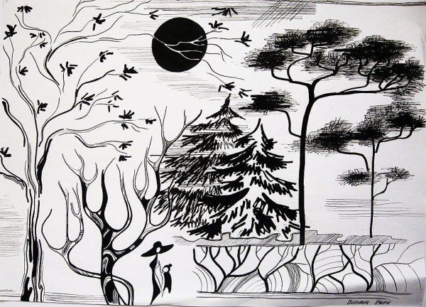 Пейзаж карандашом