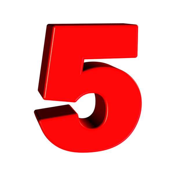 Цифра 5 красная