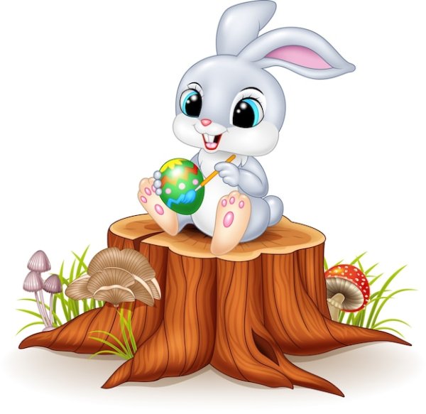 Зайка на пеньке