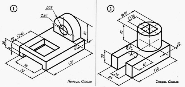 Прямоугольную изометрию детали с аксонометрическим вырезом