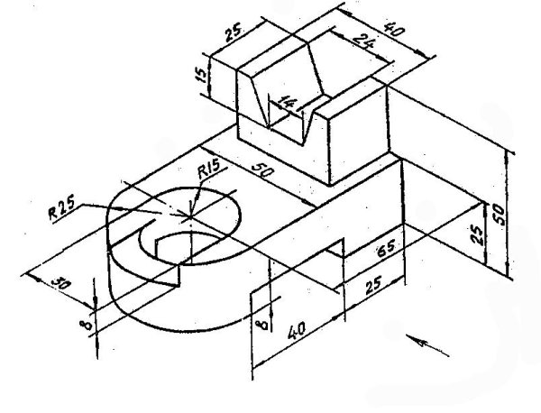 Аксонометрическая проекция детали опора