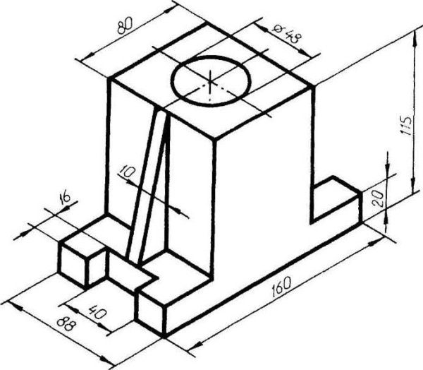 Деталь в аксонометрической проекции Инженерная Графика