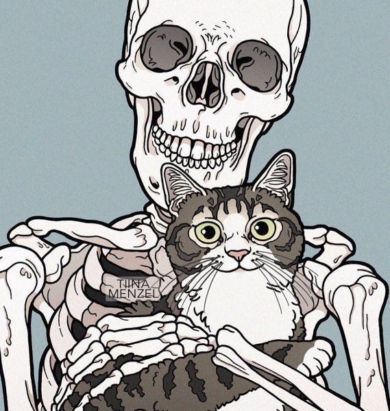 Скелет с котиком