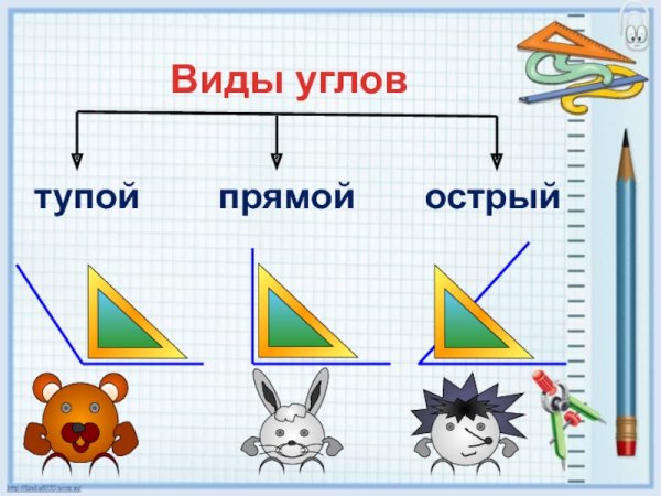 Углы острый тупой прямой развернутый