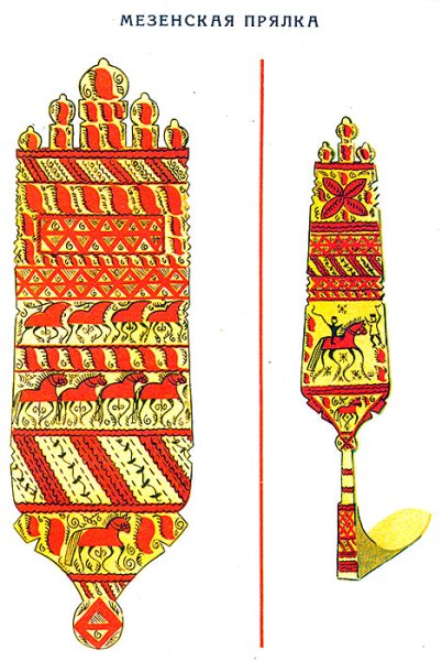 Мезенская роспись прялка