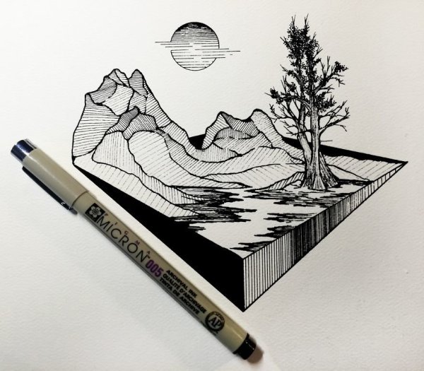 Рисунки чёрной ручькай