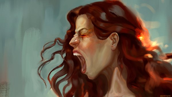 Кричащая девушка в профиль