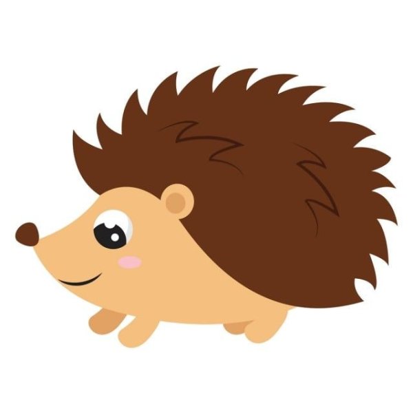 Ежик на белом фоне мультяшный