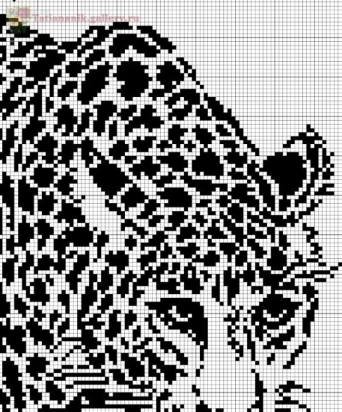 Вышивка крестом монохром леопард