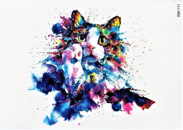Кот акварелью