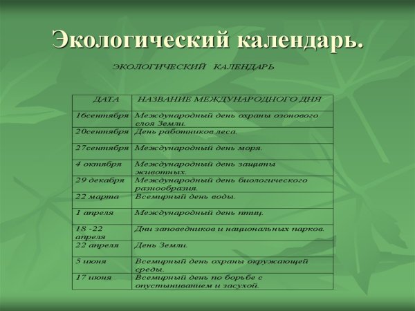 Экологический календарь рисунок