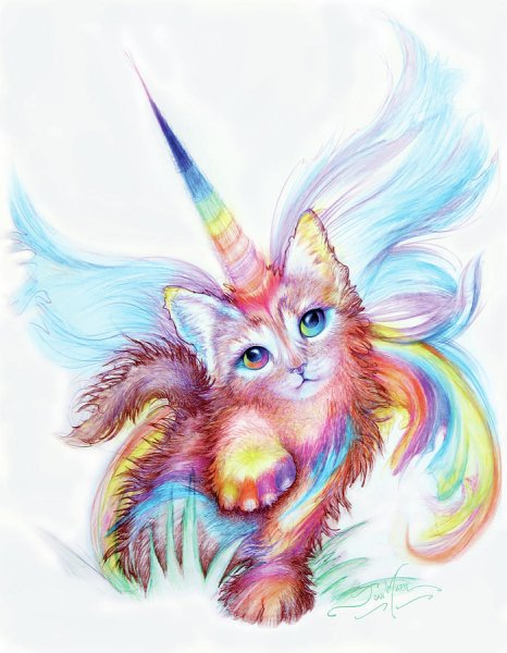 Радужная кошка Единорог