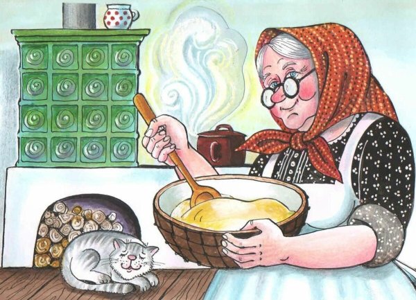 Бабушка с блинами