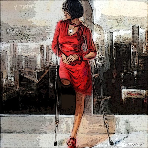 Женщина ампутантка ретро