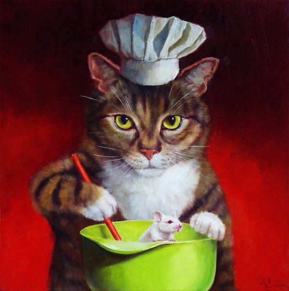 Кот повар арт
