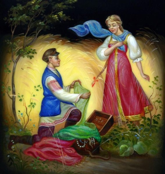 Федоскинская лаковая живопись. Сказочные сюжеты.