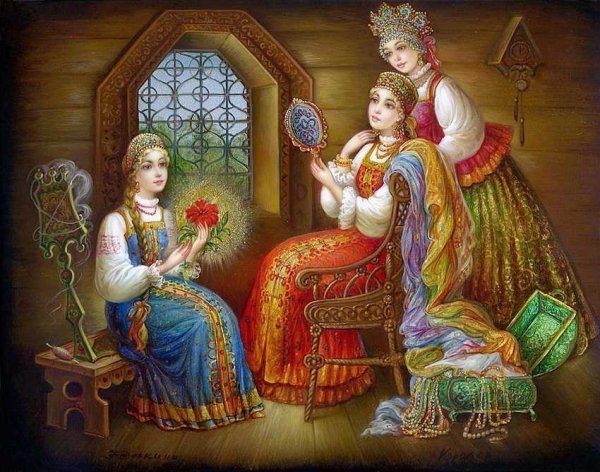 Федоскинская миниатюра Аленький цветочек