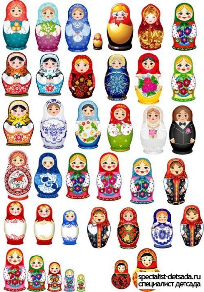 Матрешка Гжель вектор