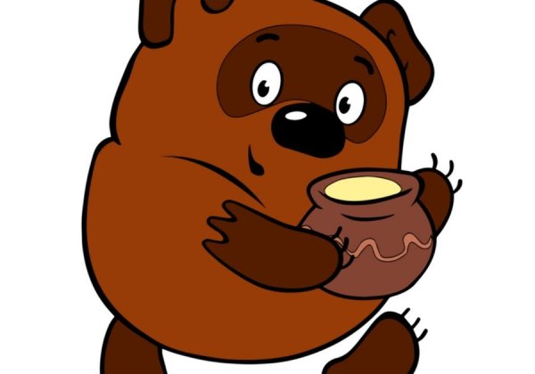 Винни пух с медом на белом фоне