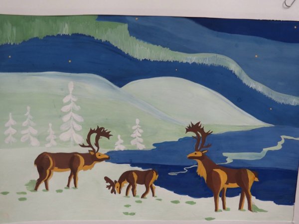 Северная природа рисование для детей