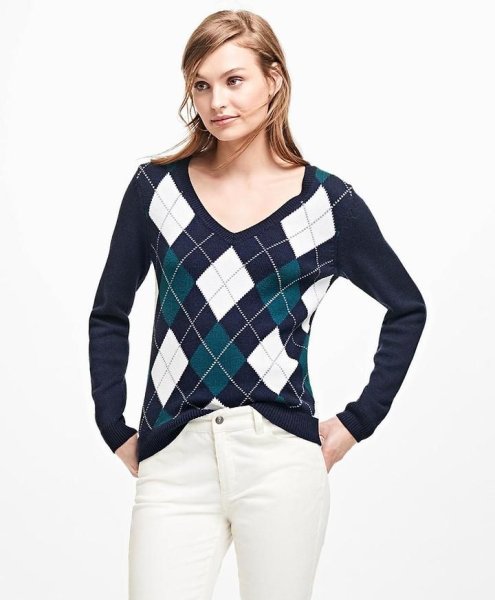 Tommy Hilfiger Argyle Sherpa Cardigan women