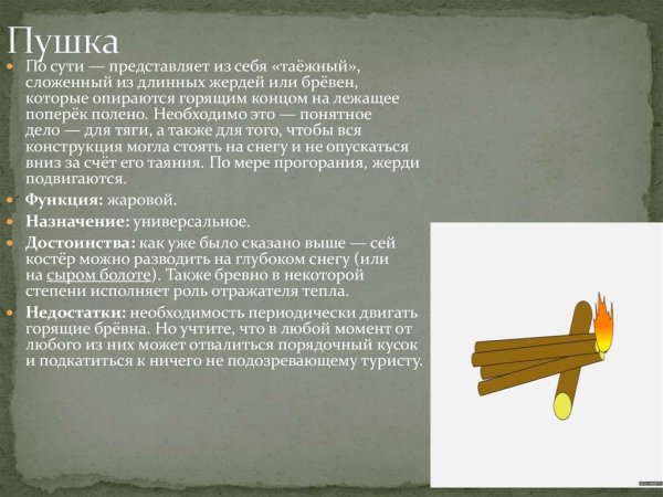 Костер пушка предназначение