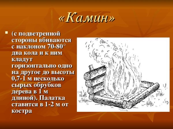 Типы костров Таежный