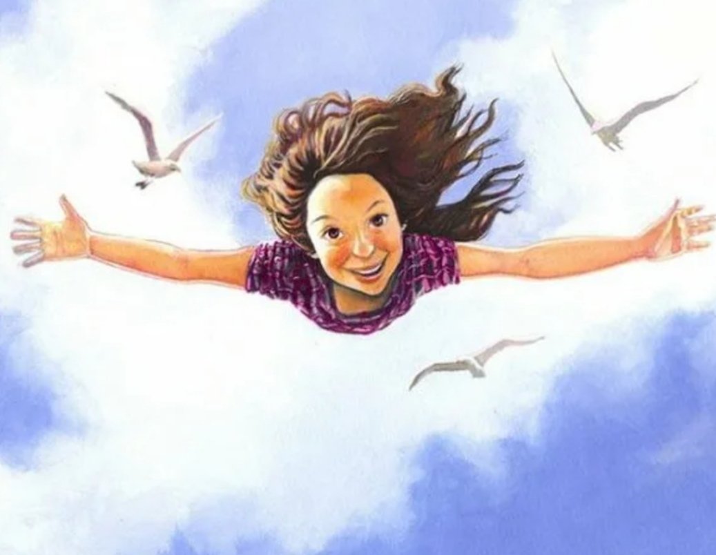 В голове иллюстрации как мы полетим. Радостные иллюстрации. Девочка в полете. Иллюстрации счастье. Девочка летает.