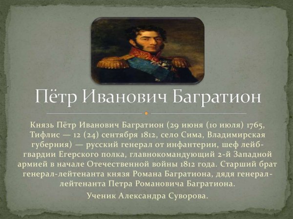 Пётр Иванович Багратион село