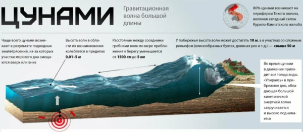 Причины возникновения ЦУНАМИ схема