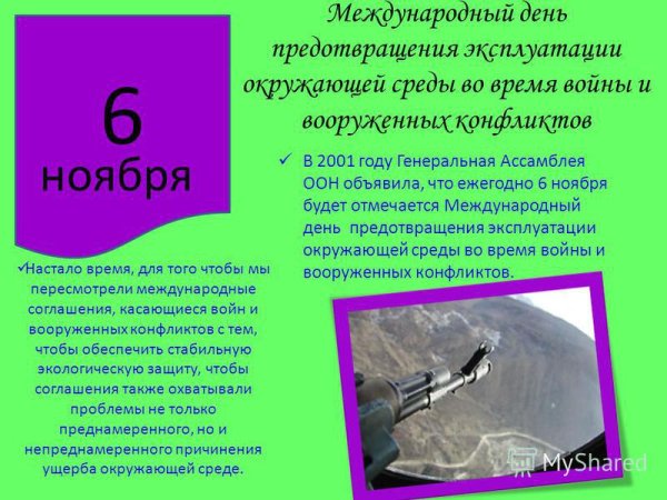 6 Ноября Международный день предотвращения эксплуатации