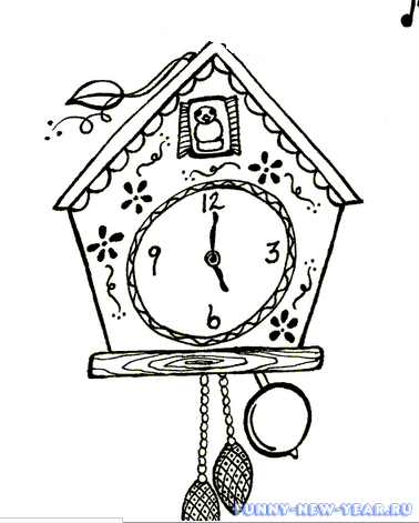 Часы с кукушкой рисунок для детей