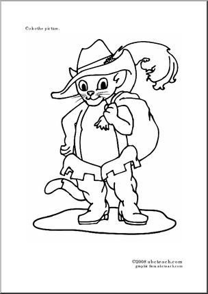 Раскраска кота в сапогах из сказки Шарля Перро