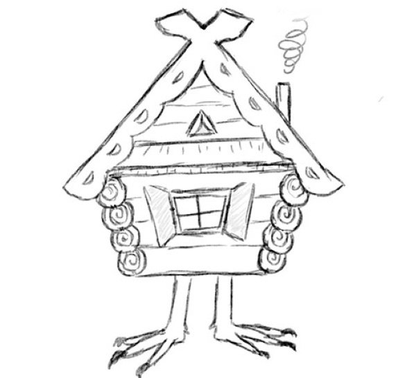 Раскраска избушка на курьих ножках Мусоргский