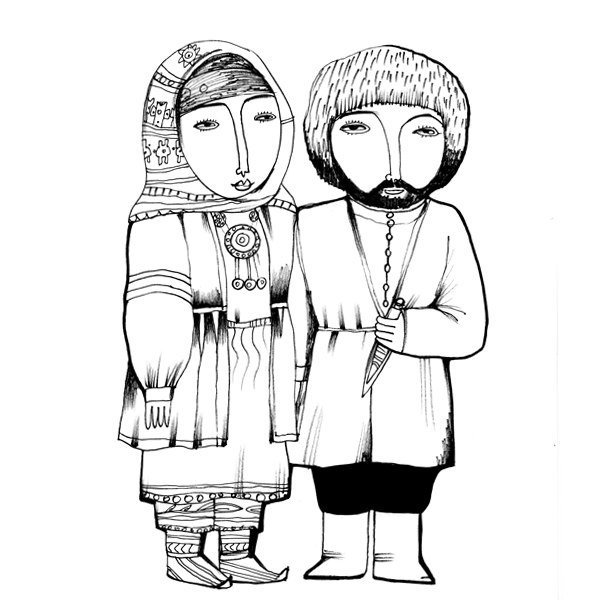 Раскраска национальный костюм Дагестан аварцы