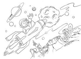 Рисунок на тему космонавтики карандашом