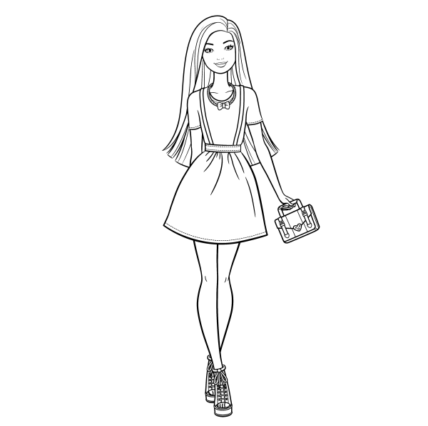 Раскраска Барби с цветами