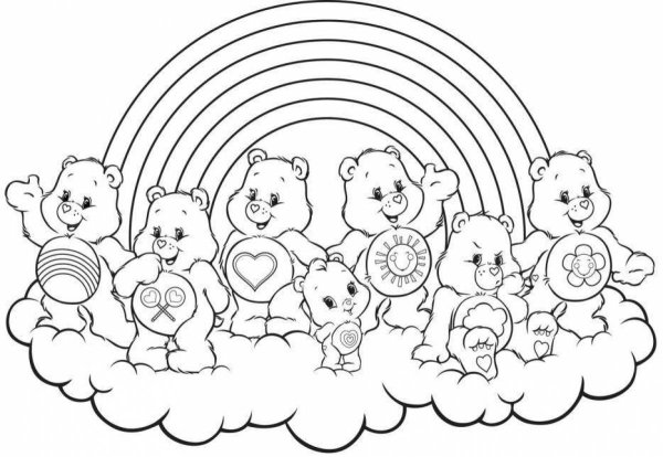Радужные мишки раскраска