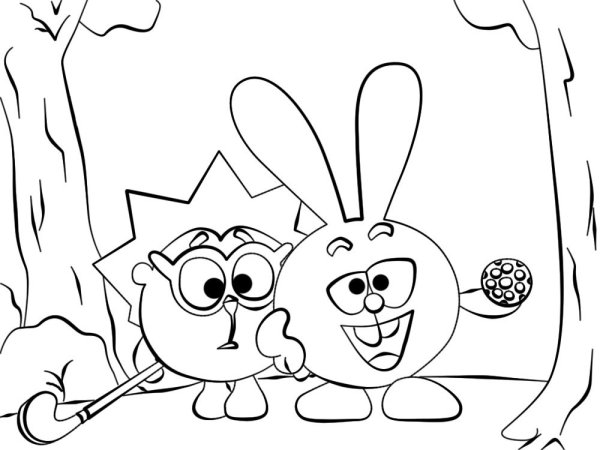 Раскраски Смешарики Крош и Ежик