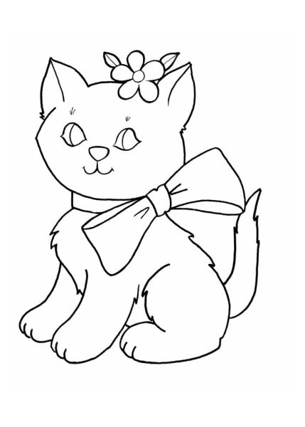 Кошка раскраска для детей