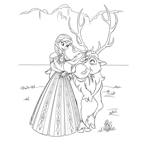 Раскраска Эльза и Анна Свен