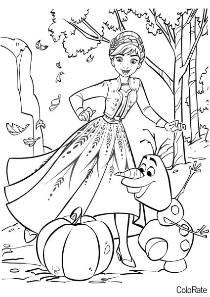 Эльза и Олаф раскраска