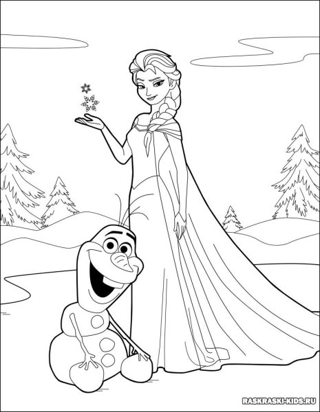Холодное сердце раскраска Эльза и Олаф