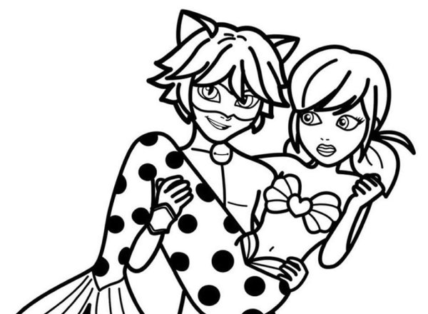 Разукрашку леди баг и супер кот